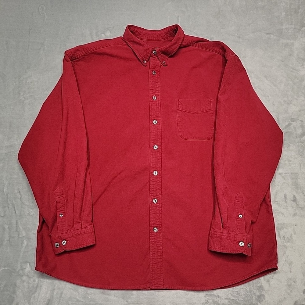Eddie Bauer Chamois Shirt Mens XXXL Red Button Long Sleeve Cotton Flannel Casual